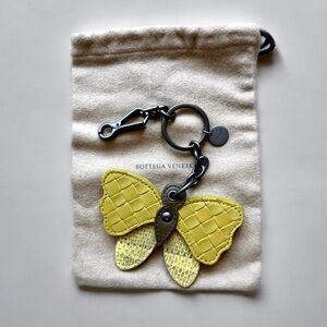Bottega Veneta Green Leather Butterfly Bag Charm Key Ring